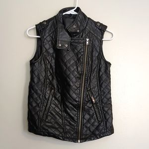 Faux Leather Black Vegan Vest XS